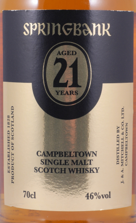 Springbank 21 Years Limited 2018 Edition Rum and First Fill Bourbon Casks Campbeltown Single Malt Scotch Whisky 46.0%
