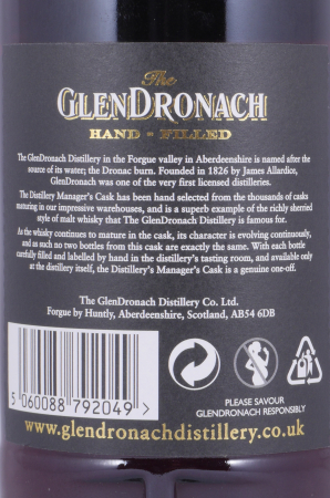 Glendronach 1992 27 Years Oloroso Sherry Butt Cask No. 218 Distillery Managers Exklusive Hand-Filled Highland Single Malt Scotch Whisky 59,0%