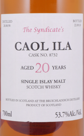 Caol Ila 1990 20 Years Oak Cask No. 8732 The Syndicates Islay Single Malt Scotch Whisky Cask Strength 53,7%