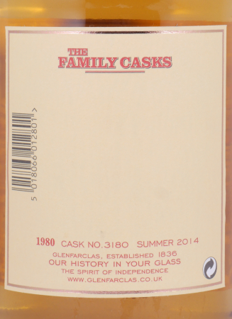 Glenfarclas 1980 33 Years The Family Casks Summer 2014 Plain Hogshead Cask No. 3180 Highland Single Malt Scotch Whisky 46.2%