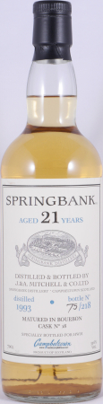 Springbank 1993 21 Years Bourbon Cask No. 18 Private Bottling Campbeltown Single Malt Scotch Whisky Cask Strength 53.6%