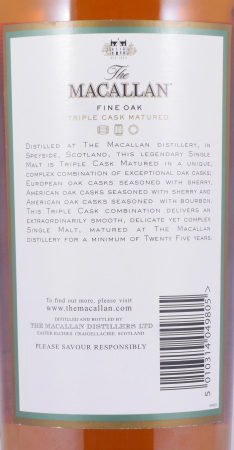 Macallan 25 Years Fine Oak Triple Cask Matured Bourbon und Sherry Oak Casks Highland Single Malt Scotch Whisky 43,0%