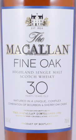 Macallan 30 Years Fine Oak Bourbon und Sherry Oak Casks Highland Single Malt Scotch Whisky 43,0%