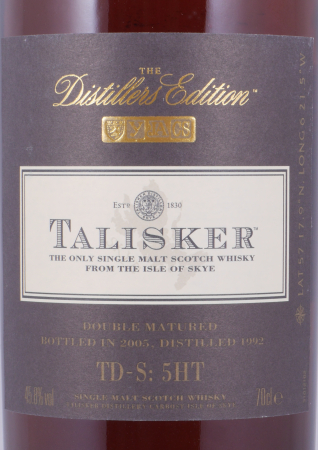 Talisker 1992 13 Years Distillers Edition 2005 Special Release TD-S:5HT Isle of Skye Single Malt Scotch Whisky 45.8%