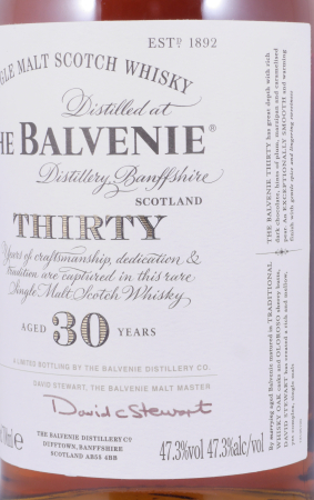 Balvenie Thirty 30 Years Edition 2013 Bourbon Casks and Oloroso Sherry Butts Highland Single Malt Scotch Whisky 47.3%