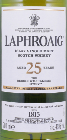 Laphroaig 25 Years The Bessie Williamson Story Limited 2019 Edition Islay Single Malt Scotch Whisky 43,0%