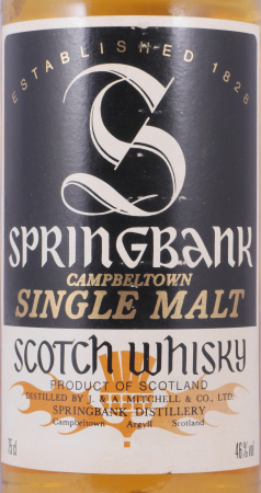Springbank 12 Years 1980s Black Label Screw Cap Campbeltown Single Malt Scotch Whisky 46,0%