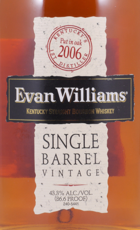 Evan Williams 2006 9 Years Single Barrel No. 407 Kentucky Straight Bourbon Whiskey 43.3%