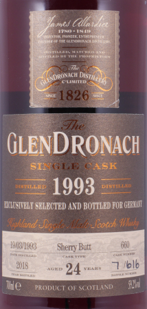 Glendronach 1993 24 Years Sherry Butt No. 660 Highland Single Malt Scotch Whisky 59,2%