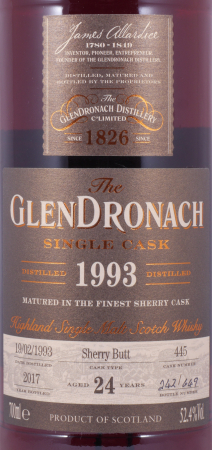 Glendronach 1993 24 Years Sherry Butt No. 445 Highland Single Malt Scotch Whisky 52,4%