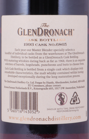 Glendronach 1993 28 Years Pedro Ximenez Sherry Puncheon No. 6865 Highland Single Malt Scotch Whisky 52,8%