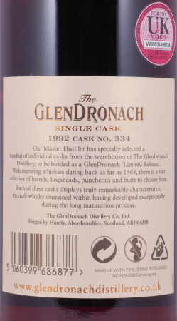 Glendronach 1992 25 Years Sherry Butt No. 334 Highland Single Malt Scotch Whisky 58,5%
