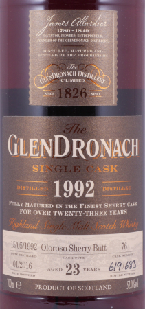 Glendronach 1992 23 Years Oloroso Sherry Butt No. 76 Highland Single Malt Scotch Whisky 52,0%