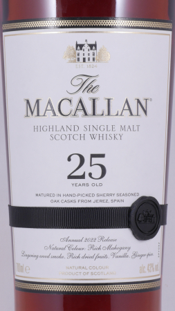 Macallan 25 Years Sherry Oak Annual 2022 Release Highland Single Malt Scotch Whisky 43.0%
