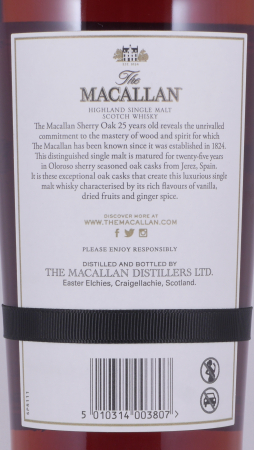 Macallan 25 Years Sherry Oak Annual 2022 Release Highland Single Malt Scotch Whisky 43.0%