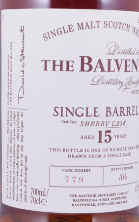 Balvenie 15 Years Single Barrel European Oak Sherry Cask No. 779 Highland Single Malt Scotch Whisky 47,8%