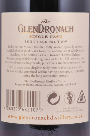 Glendronach 1994 20 Years Pedro Ximenez Sherry Puncheon No. 3398 Highland Single Malt Scotch Whisky 53,2%