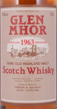 Glen Mhor 1963 30 Years Gordon and MacPhail Distillery Label Gold Screw Cap Rare Old Highland Malt Scotch Whisky 40,0%