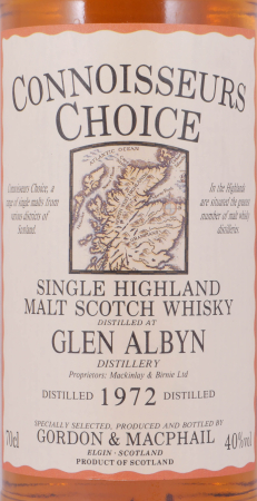 Glen Albyn 1972 21 Years Gordon und MacPhail Connoisseurs Choice Gold Screw Cap Highland Single Malt Scotch Whisky 40,0%