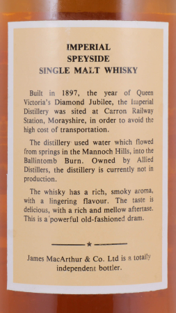 Imperial 15 Years James MacArthur Fine Malt Selection Speyside Single Malt Scotch Whisky 43,0%