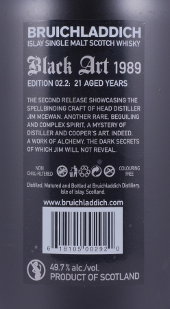 Bruichladdich Black Art 02.2 1989 21 Years Limited Edition Release 2010 Islay Single Malt Scotch Whisky Cask Strength 49.1%
