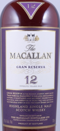 Macallan Gran Reserva 12 Years Sherry Oak Casks Highland Single Malt Scotch Whisky 45.6%