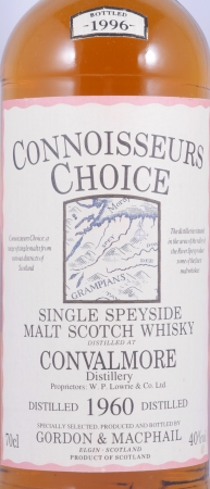 Convalmore 1960 36 Years-old Gordon und MacPhail Connoisseurs Choice Gold Screw Cap Speyside Single Malt Scotch Whisky 40,0%
