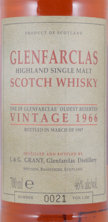Glenfarclas 1966 31 Years Oldest Reserve Grey Label Limited Edition Highland Single Malt Scotch Whisky 46,0%