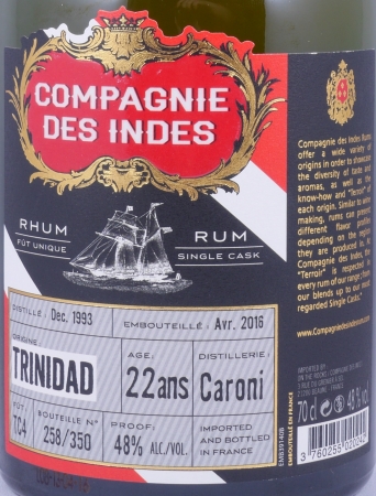 Caroni 1993-2016 22 Years Single Cask No. TC 4 Compagnie des Indes Trinidad Rum 48.0%