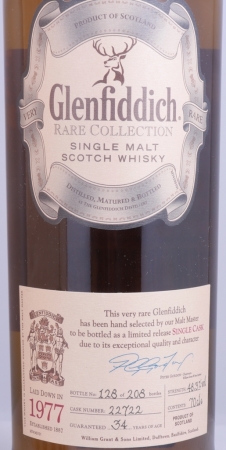 Glenfiddich 1977 34 Years Rare Collection Cask No. 22722 Speyside Single Malt Scotch Whisky Cask Strength 48,3%