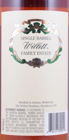 Willett 8 Years Single Barrel No. 1433 Family Estate Rare Release Straight Rye Whiskey 57.4%