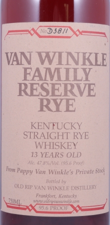 Van Winkle Family Reserve 13 Years No. D3811 Pappy van Winkles Private Stock Kentucky Straight Rye Whiskey 47,8%