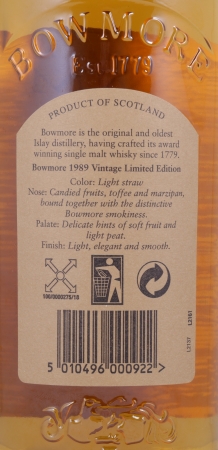 Bowmore 1989 16 Years Bourbon Cask Limited Edition Bottling Islay Single Malt Scotch Whisky 51.8%
