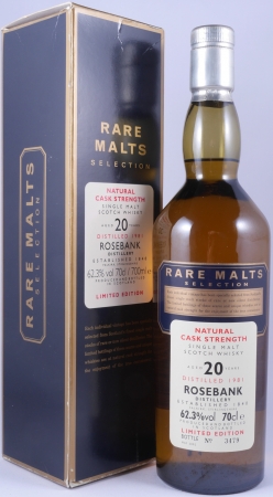 Rosebank 1981 20 Years Diageo Rare Malts Selection Limited Edition Lowland Single Malt Scotch Whisky Cask Strength 62,3%