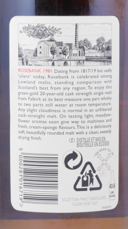 Rosebank 1981 20 Years Diageo Rare Malts Selection Limited Edition 2002 Lowland Single Malt Scotch Whisky Cask Strength 62.3%