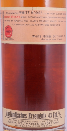 White Horse Blended Scotch Whisky with Tin Cap 43.0% old bottling from the 60s
