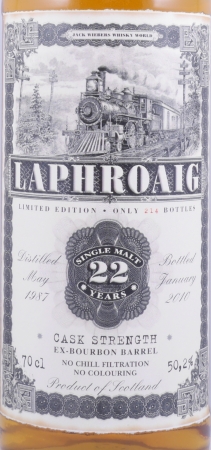 Laphroaig 1987 22 Years Bourbon Cask No. 5093 Jack Wiebers Old Train Line Islay Single Malt Scotch Whisky Cask Strength 50,2%