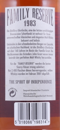 Glenfarclas 1983 17 Years Sherry Casks Family Reserve No. 4 Limited Edition Highland Single Malt Scotch Whisky 46.0%