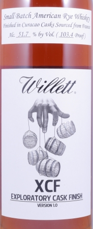 Willett XCF Exploratory French Curacao Cask Finish Rare Release 1.0 Small Batch American Rye Whiskey 51.7%