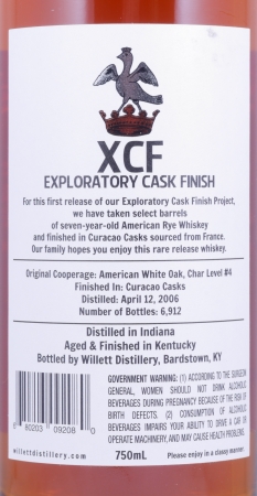 Willett XCF Exploratory French Curacao Cask Finish Rare Release 1.0 Small Batch American Rye Whiskey 51.7%