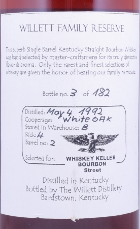 Willett 1992 15 Years Single Barrel No. 2 for Mr. Bourbon Heinz Taubenheim Family Estate Kentucky Straight Bourbon Whiskey 50.0%