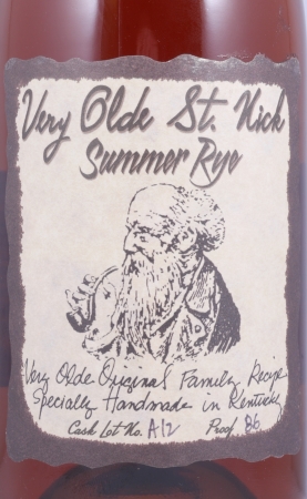 Very Olde St. Nick Summer Rye Cask Lot A12 Proof 86 White Wax Sealed Handmade Kentucky Straight Rye Whiskey 43,0%