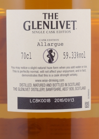 Glenlivet Allargue 18 Years Oak Cask No. 96421 Speyside Single Malt Scotch Whisky Cask Strength 59,33%
