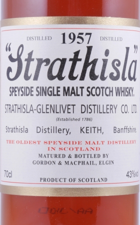 Strathisla 1957 53 Years First Fill Sherry Butt Cask No. 1722 Gordon und MacPhail Speyside Single Malt Scotch Whisky 43.0%