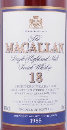 Macallan 1985 18 Years Sherry Oak Highland Single Malt Scotch Whisky 43,0%