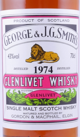 Glenlivet 1974 36 Years Refill Sherry und Bourbon Casks Gordon und MacPhail J.G. Smiths Label Speyside Single Malt Scotch Whisky 43,0%