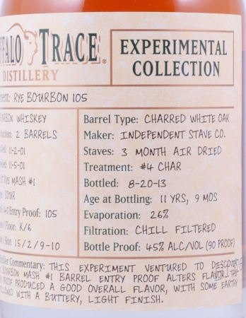 Buffalo Trace 2001 11 Years Rye Bourbon 105 15. Release Experimental Collection 2014 Bourbon Whiskey 45,0%