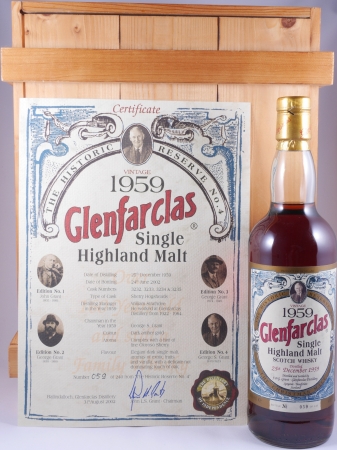 Glenfarclas 1959 42 Years Sherry Hogsheads Casks Nos. 3232-3235 The Historic Reserve No. 4 Highland Single Malt Scotch Whisky 46,0%