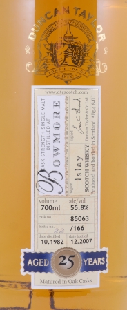Bowmore 1982 25 Years Oak Cask No. 85063 Duncan Taylor Cask Strength Rare Auld Edition Islay Single Malt Scotch Whisky 55,8%