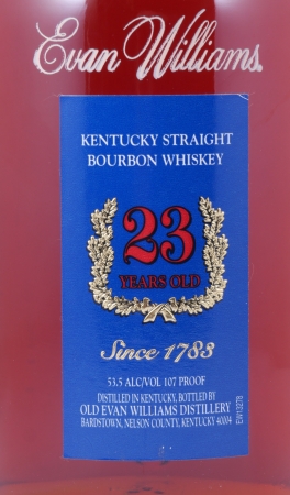 Evan Williams 23 Years Blue Wax Sealed Kentucky Straight Bourbon Whiskey 51,5%
